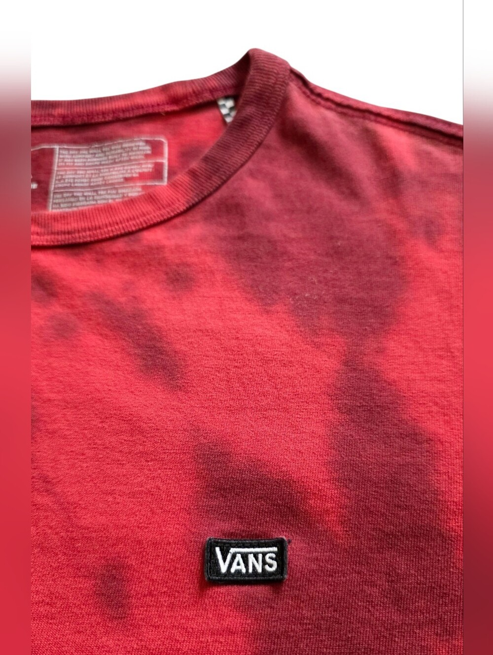 Vans Medium Red Tie Dye Off The Wall Classic Skate Tee Shirt - Picture 5 of 7